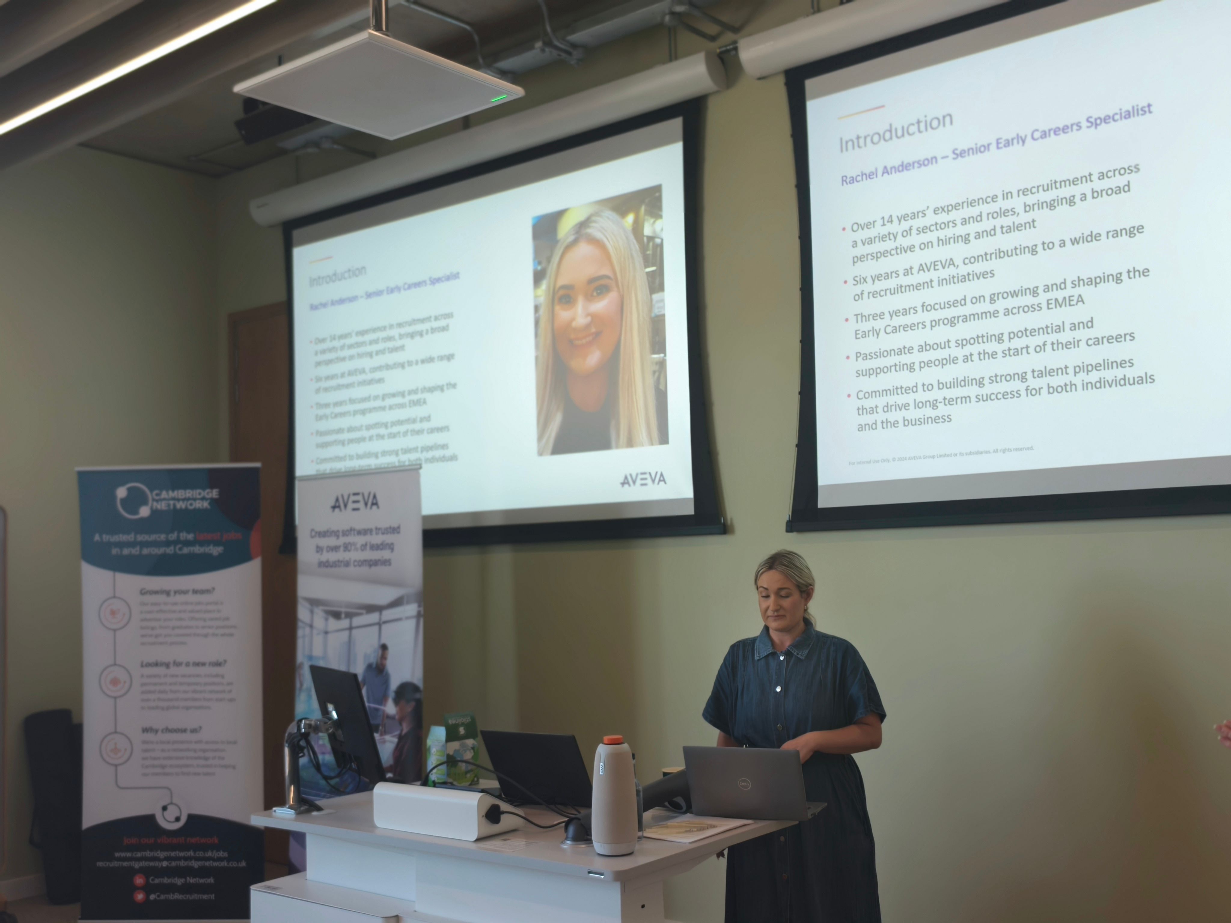 Rachel Anderson from AVEVA presenting on early careers at the Cambridge Innovation Futures Forum.