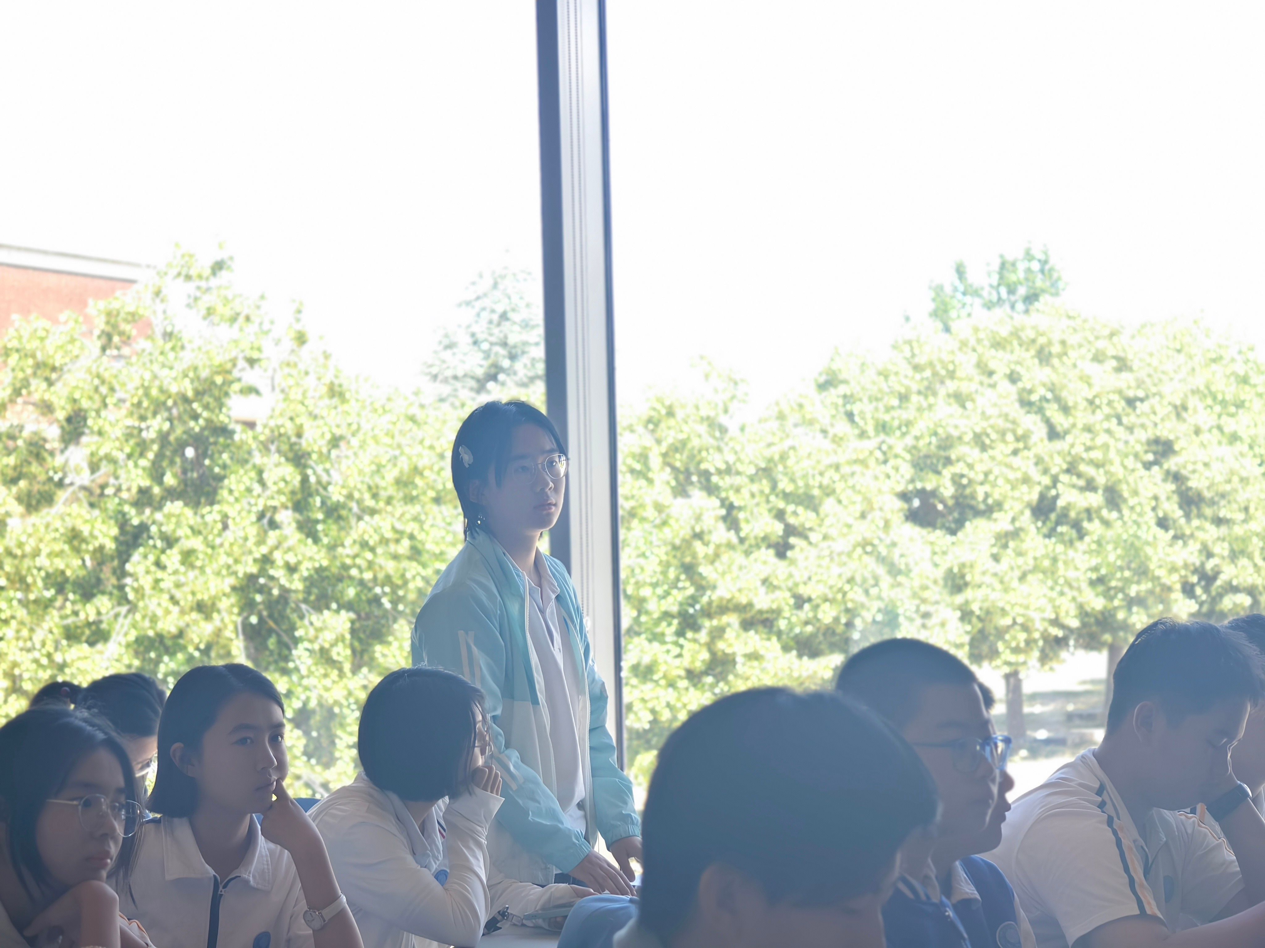 A student from East Shanghai High School asking a question during the open discussion at West Hub.