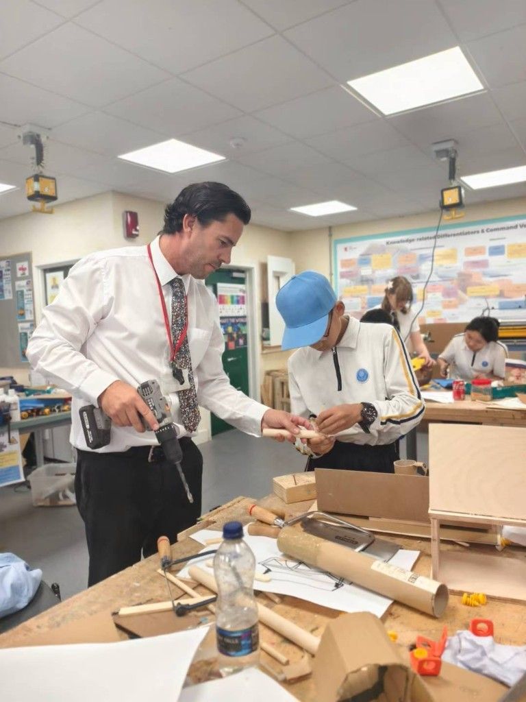 Students building prototypes in The King John School's Design and Technology workshop.